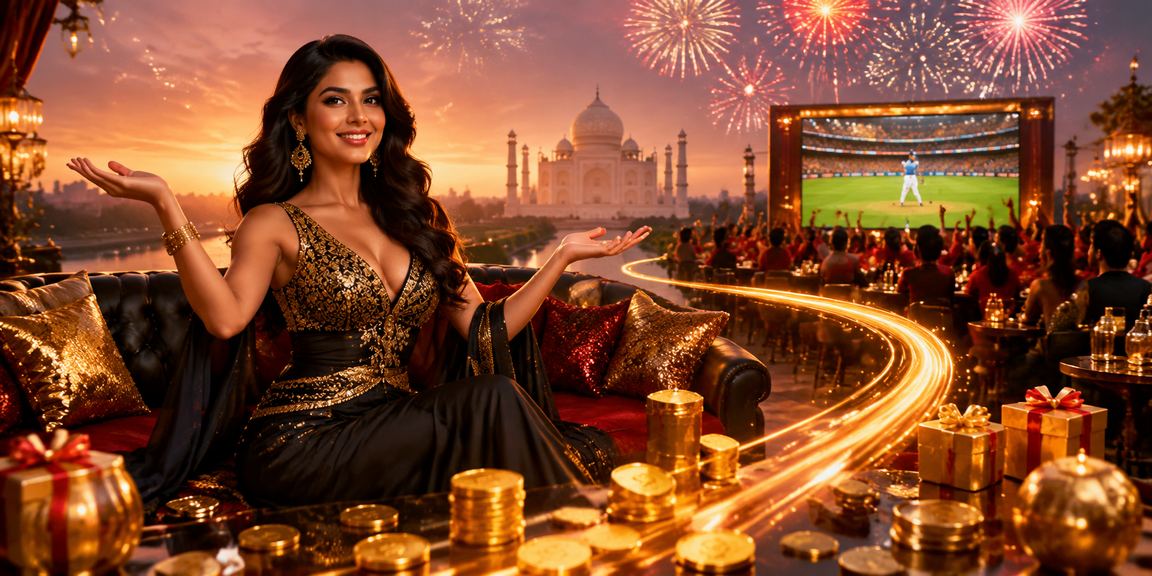 Agra Taj Mahal and cricket betting in red and gold theme
