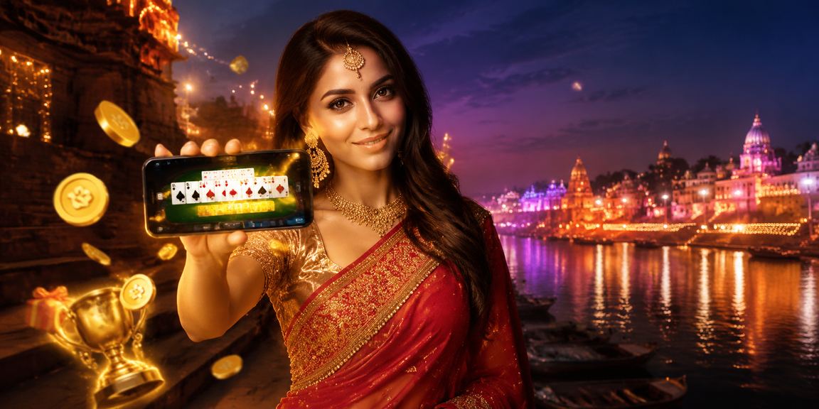 Delhi rummy card game environment with players in sarees